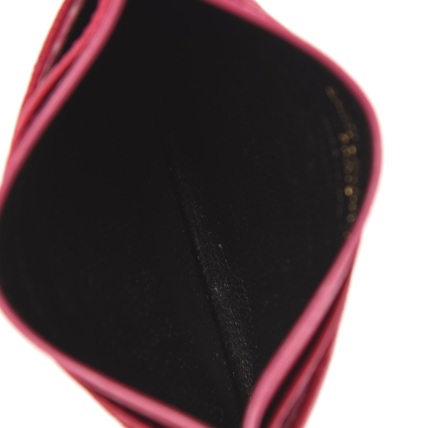 Saint Laurent Grain De Poudre Matelasse Chevron Monogram Credit Card Case Fresh Fuxia 5 of 9
