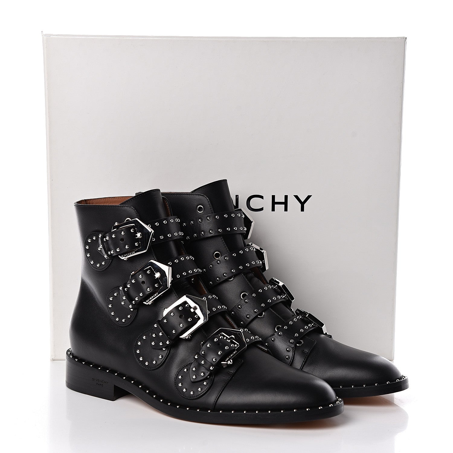 Givenchy Calfskin Studded Prue Buckle Bootie 38.5 Black 8 of 8