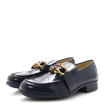 Bottega Veneta Glossy Calfskin Monsieur Loafers 37.5 Navy Blue 4 of 8