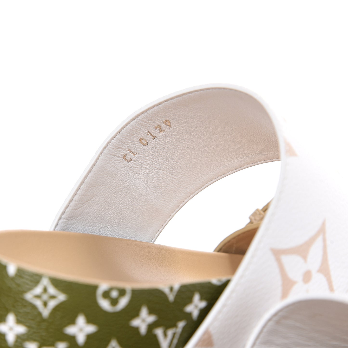 Monogram Giant Bom Dia Flat Mule Sandals 38 White Moka