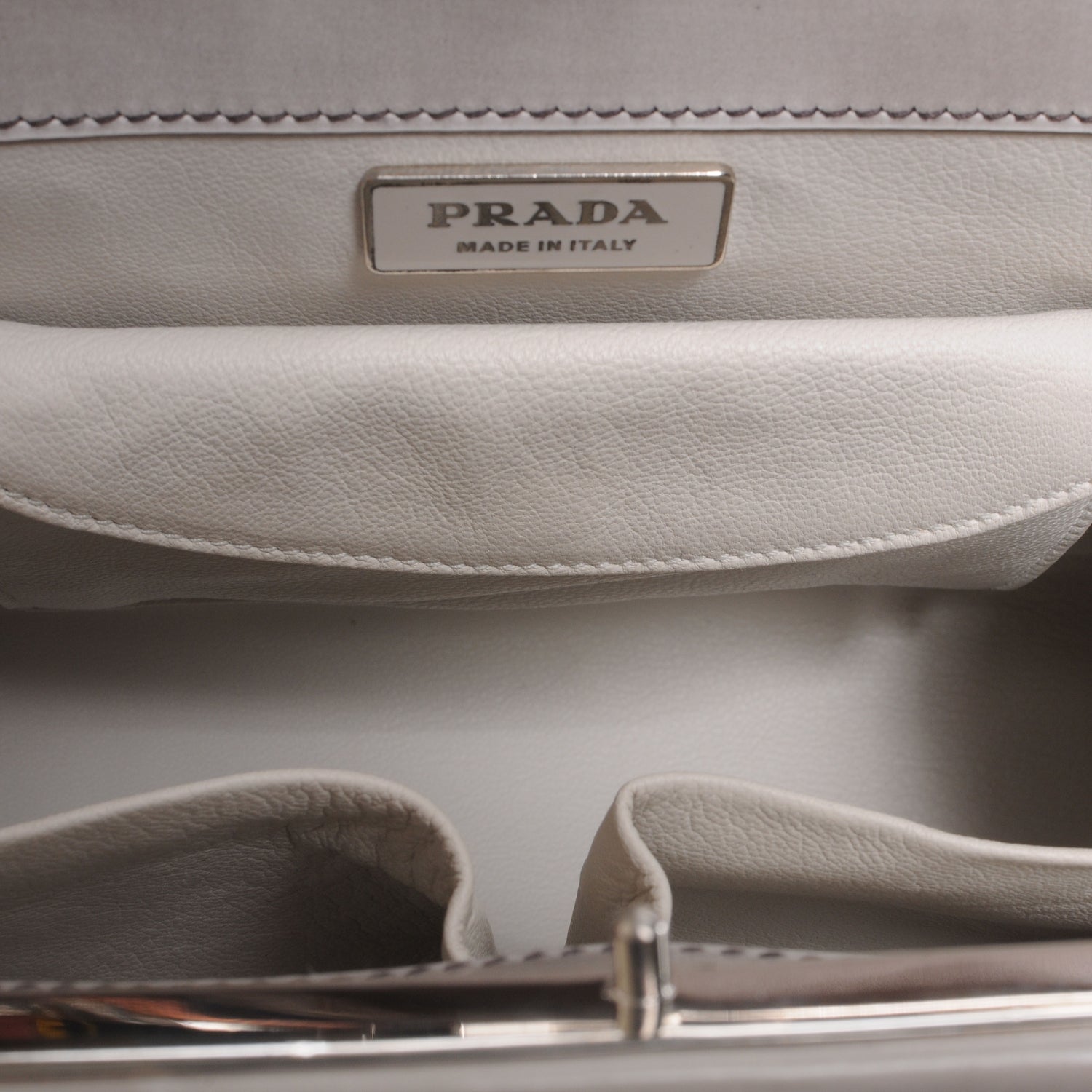 Prada Spazzolato Logo Print Framed Bag Quarzo 6 of 7