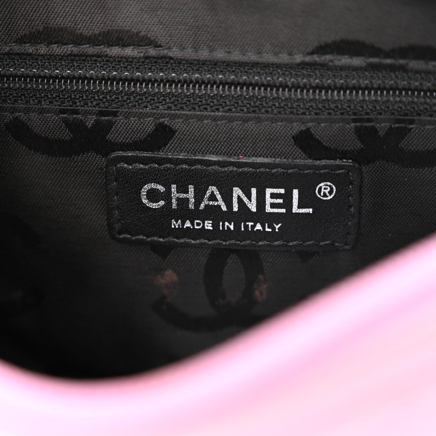 Chanel Calfskin Quilted Cambon Pochette Pink Black 6 of 13