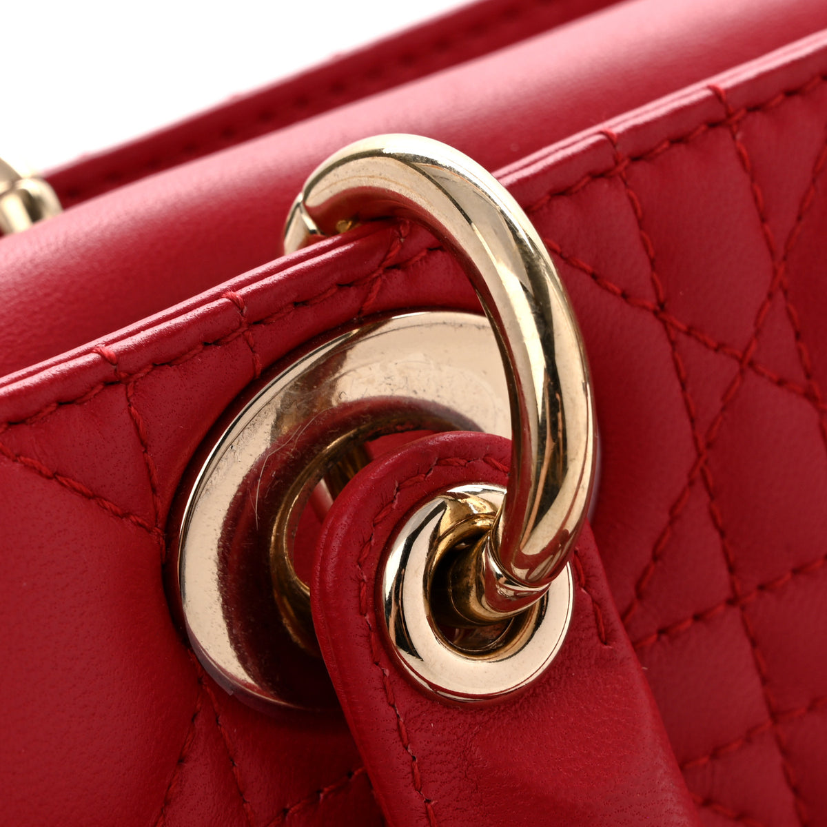 Lambskin Cannage Medium Lady D-Joy Red