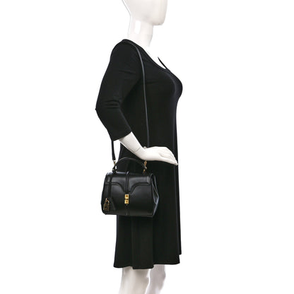 Celine Satinated Calfskin Mini 16 Top Handle Bag Black 3 of 9