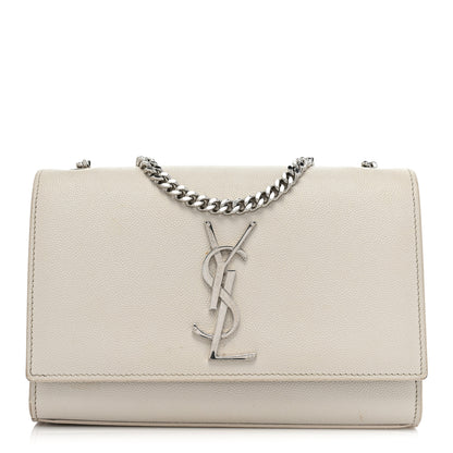 Saint Laurent Grain De Poudre Small Monogram Kate Satchel Icy White 1 of 27
