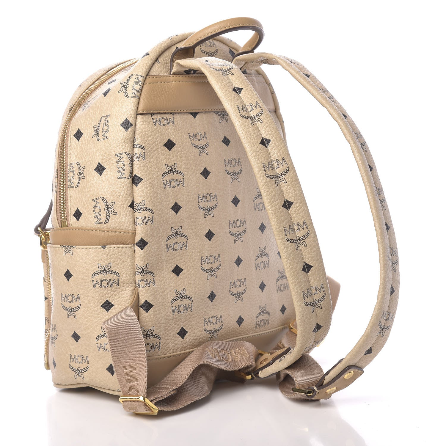 MCM Visetos Studded Small Dual Stark Backpack Beige 3 of 9