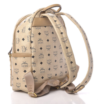 MCM Visetos Studded Small Dual Stark Backpack Beige 3 of 9