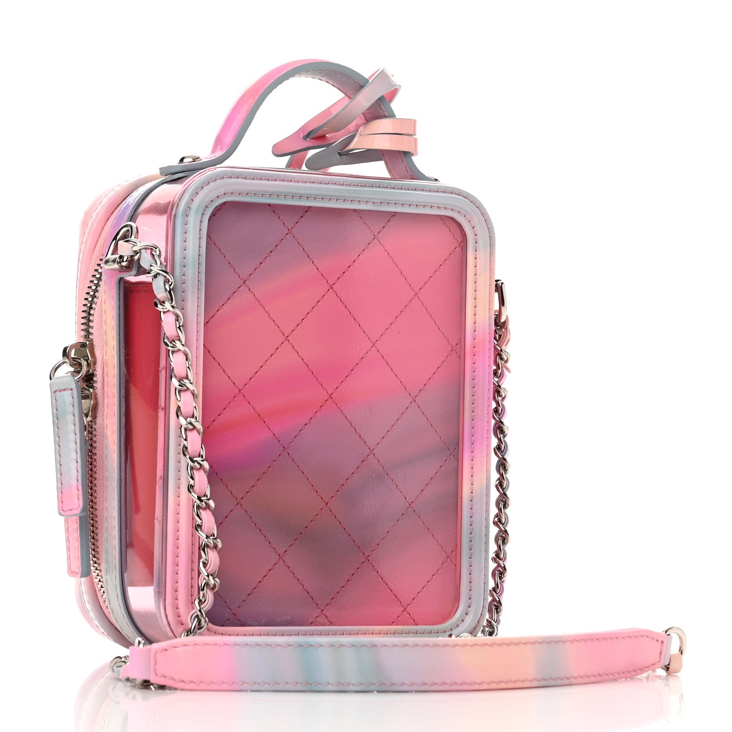Chanel PVC Patent Calfskin Patent Lambskin Vertical Vanity Case Pink 3 of 10