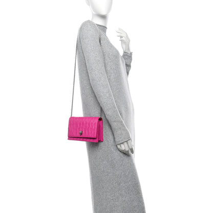 Alexander McQueen Lambskin Pleated Skull Small Chain Crossbody Bag Fuchsia 2 of 12