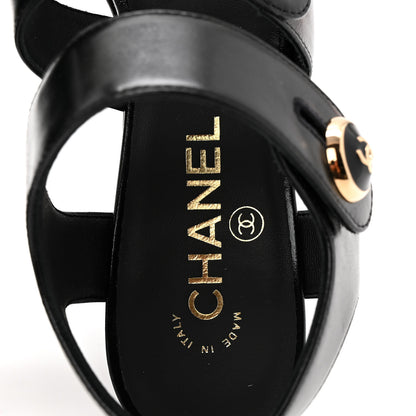 Chanel Shiny Calfskin CC Sandals 38.5 Black 8 of 9