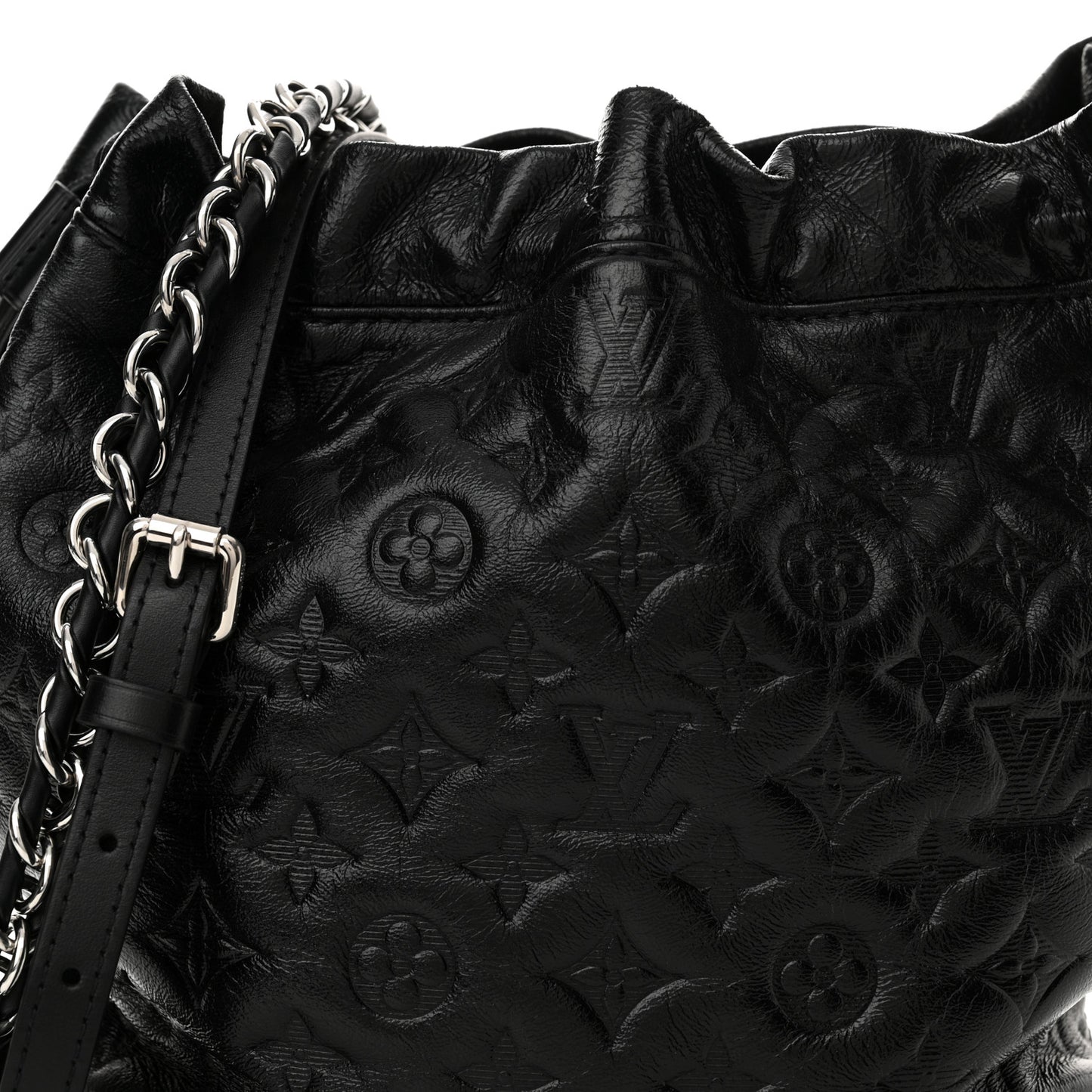 Lambskin Monogram Shadow Coussin Noe Trunk PM Black