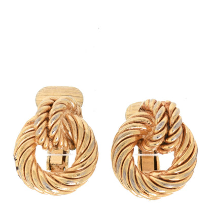 Christian Dior Knot Clip On Earrings Gold 1 of 4