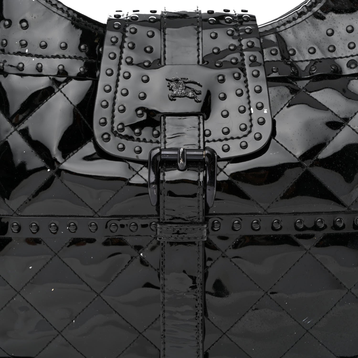 Burberry Patent Quilted Studded Brooke Hobo Black 10 of 20