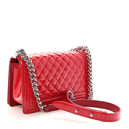 Chanel Patent Calfskin Quilted Medium Plexiglass Boy Flap Red 3 of 11