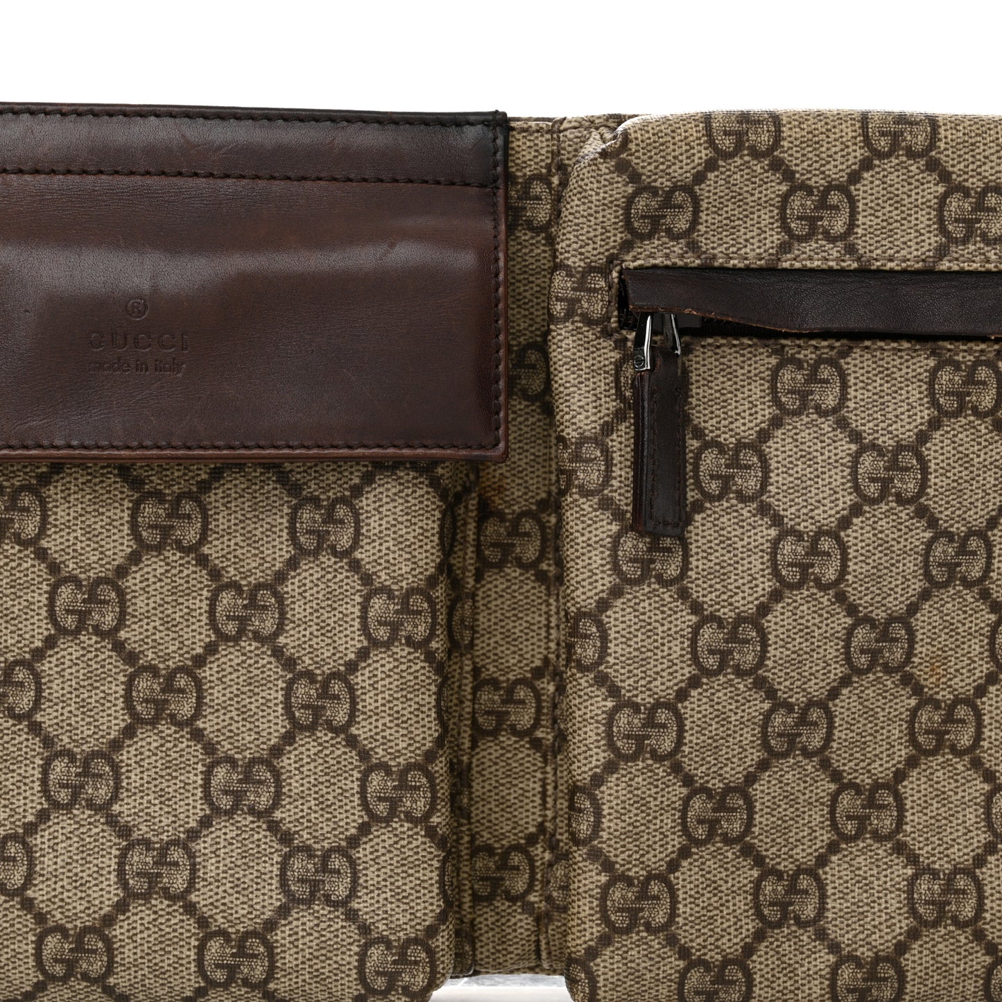 GG Monogram Double Pocket Belt Bag Dark Brown