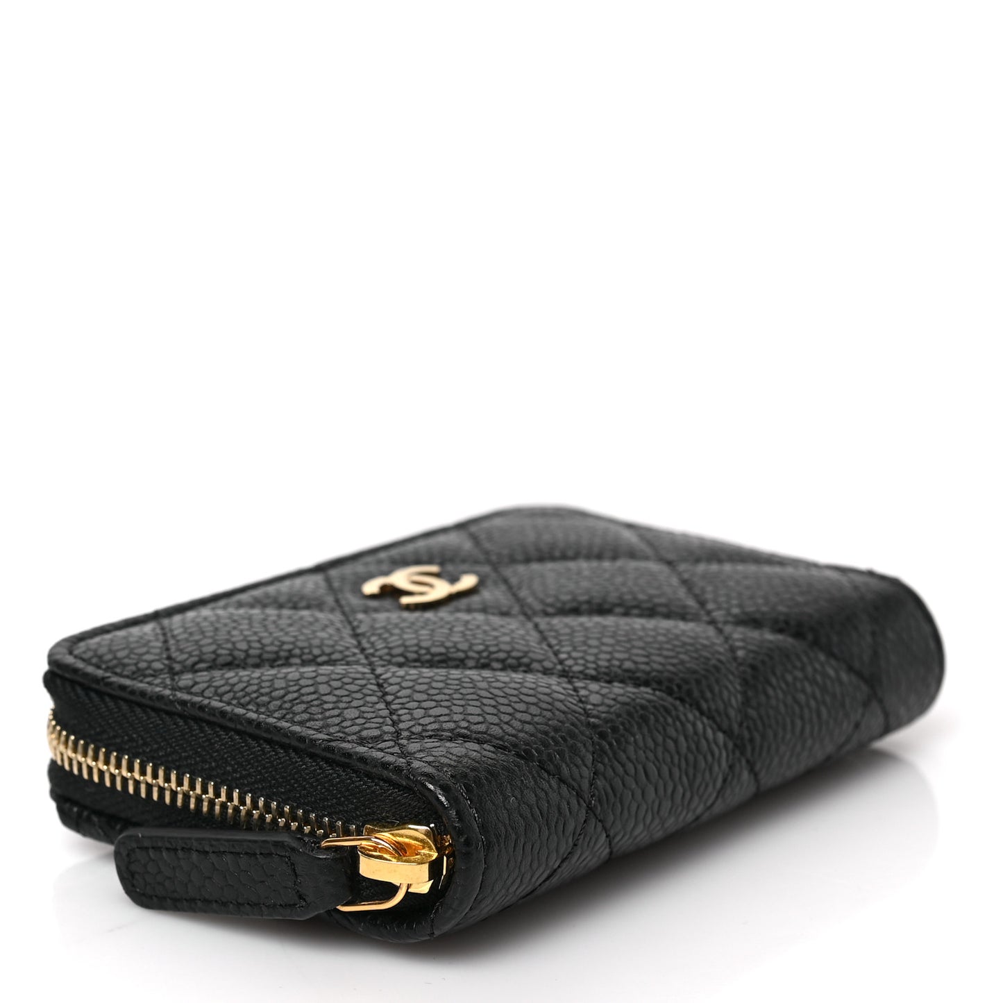 Caviar Quilted Zip Coin Purse Black