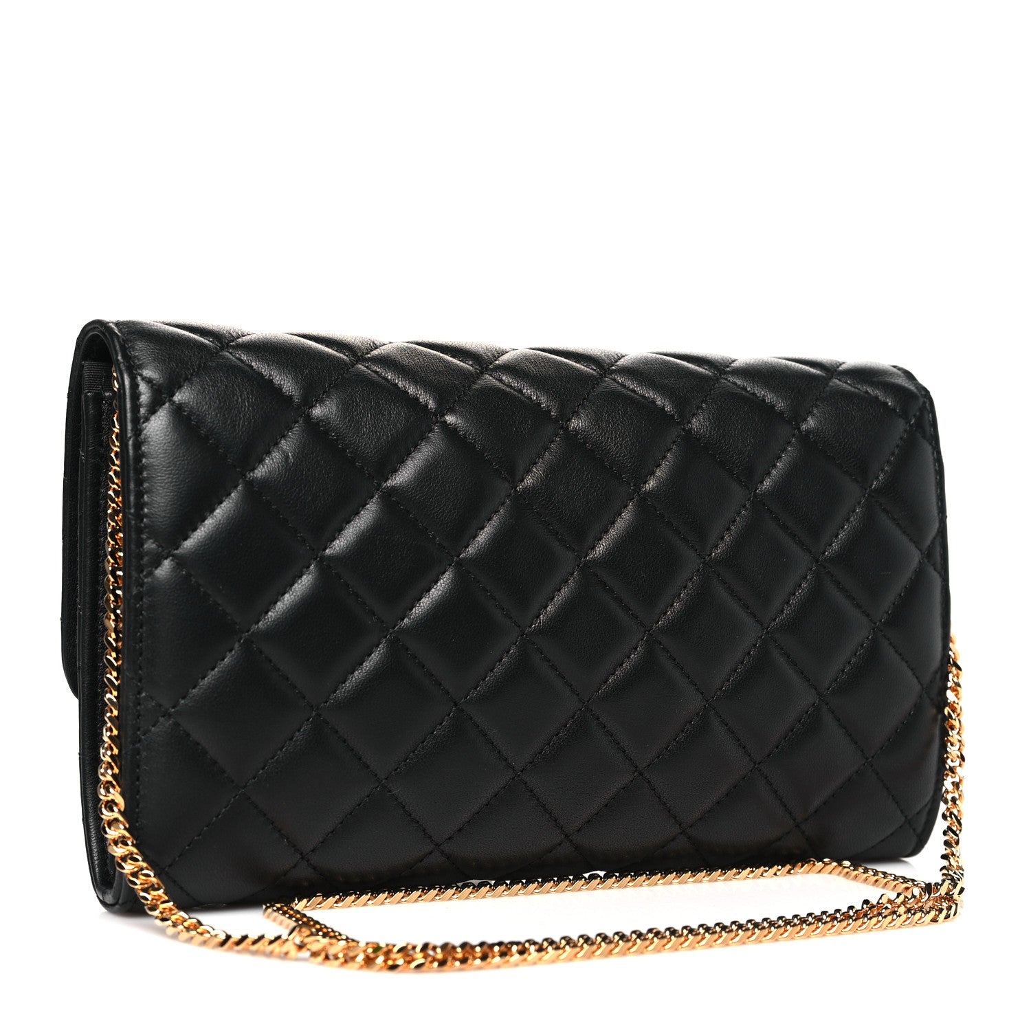 Versace Lambskin Quilted Medusa Wallet On Chain Crossbody Black 3 of 9