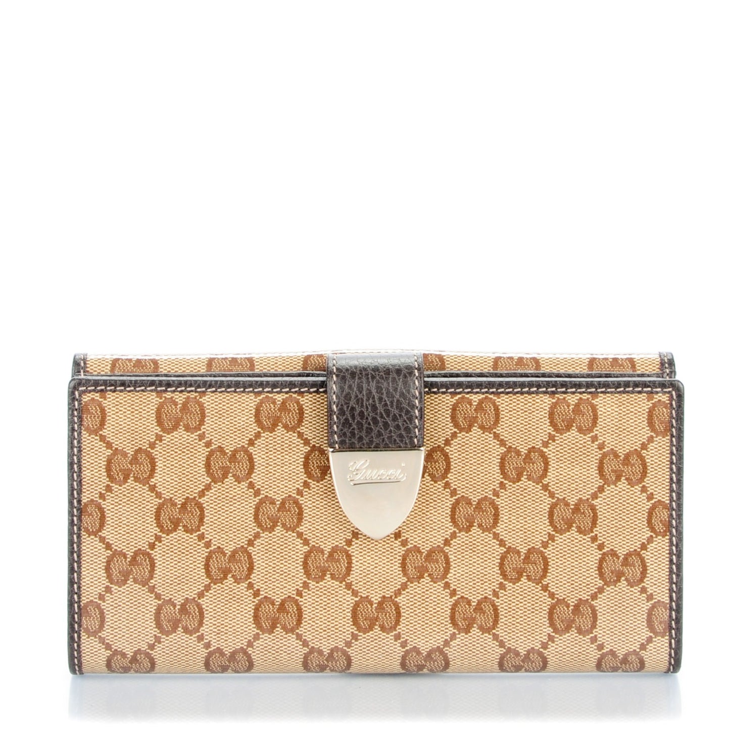 Crystal Monogram Dollar Calfskin Continental Wallet Beige Ebony Testa di Moro