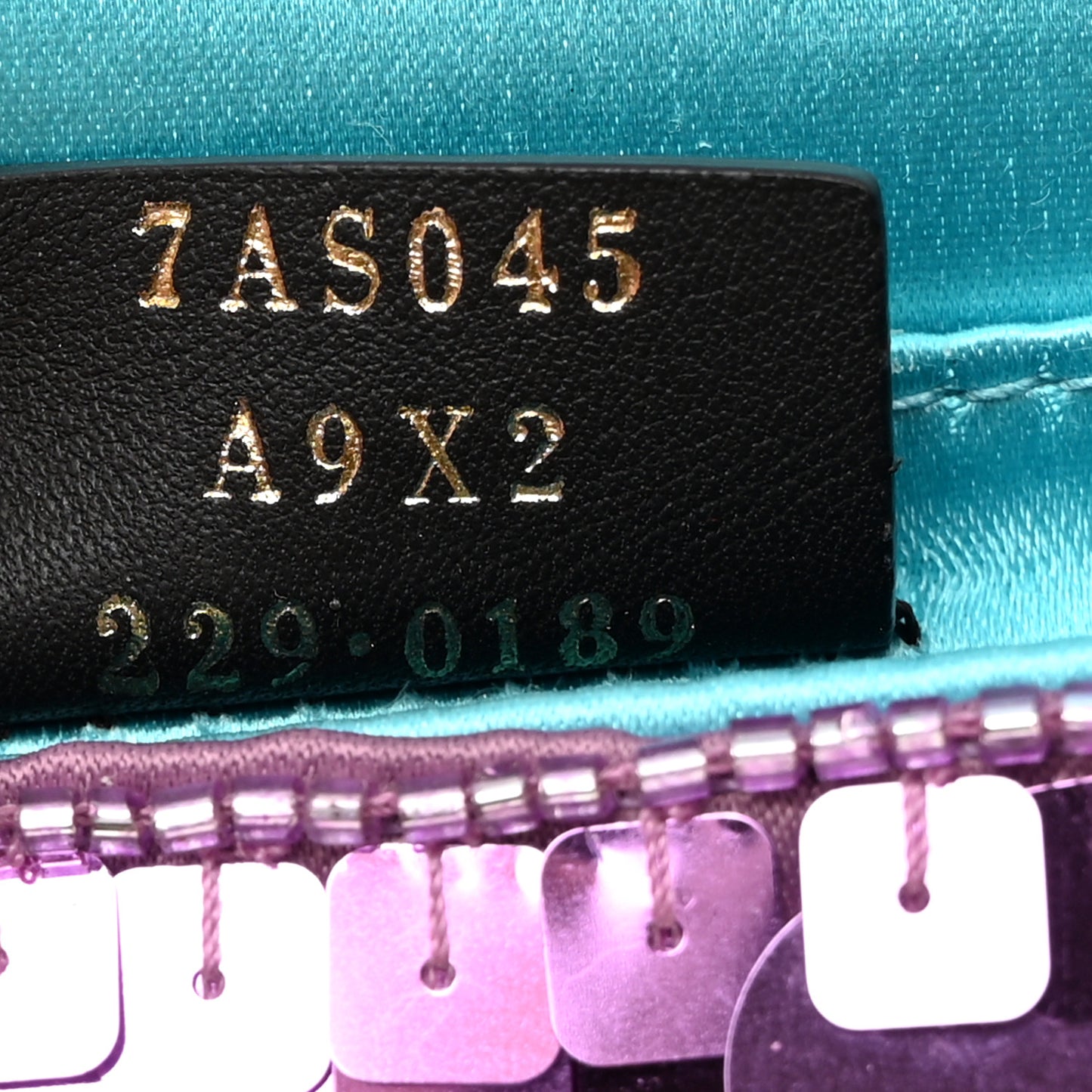 Sequin Paillettes Shiny Nappa Sex and the City Nano Maxi Buckle Baguette Charm Agapanto