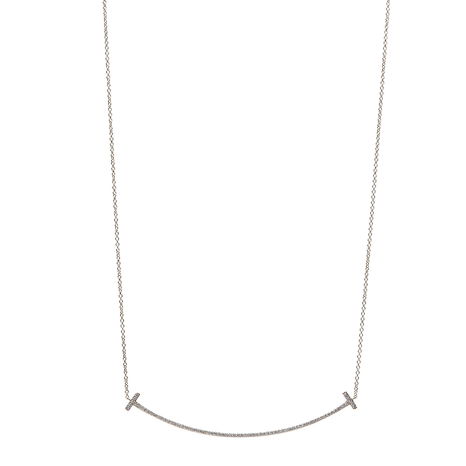 Tiffany 18K Rose Gold Diamond T Smile Pendant Necklace 1 of 6