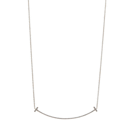 Tiffany 18K Rose Gold Diamond T Smile Pendant Necklace 1 of 6