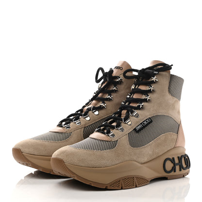 Jimmy Choo Suede Calfskin Inca Patchwork Platform Hiking Boots 39 White Sand Natural 3 of 7