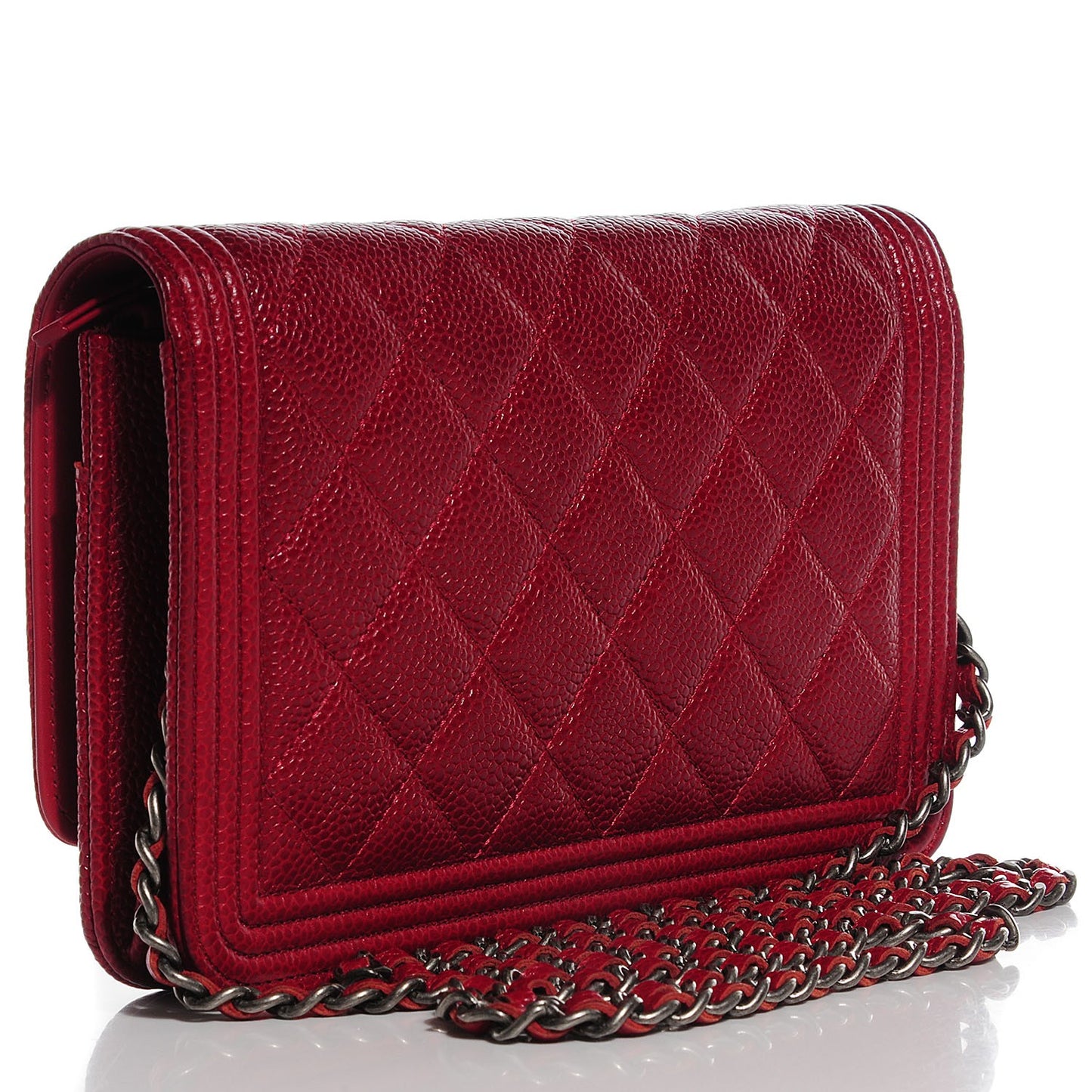 Caviar Quilted Boy Wallet On Chain WOC Red