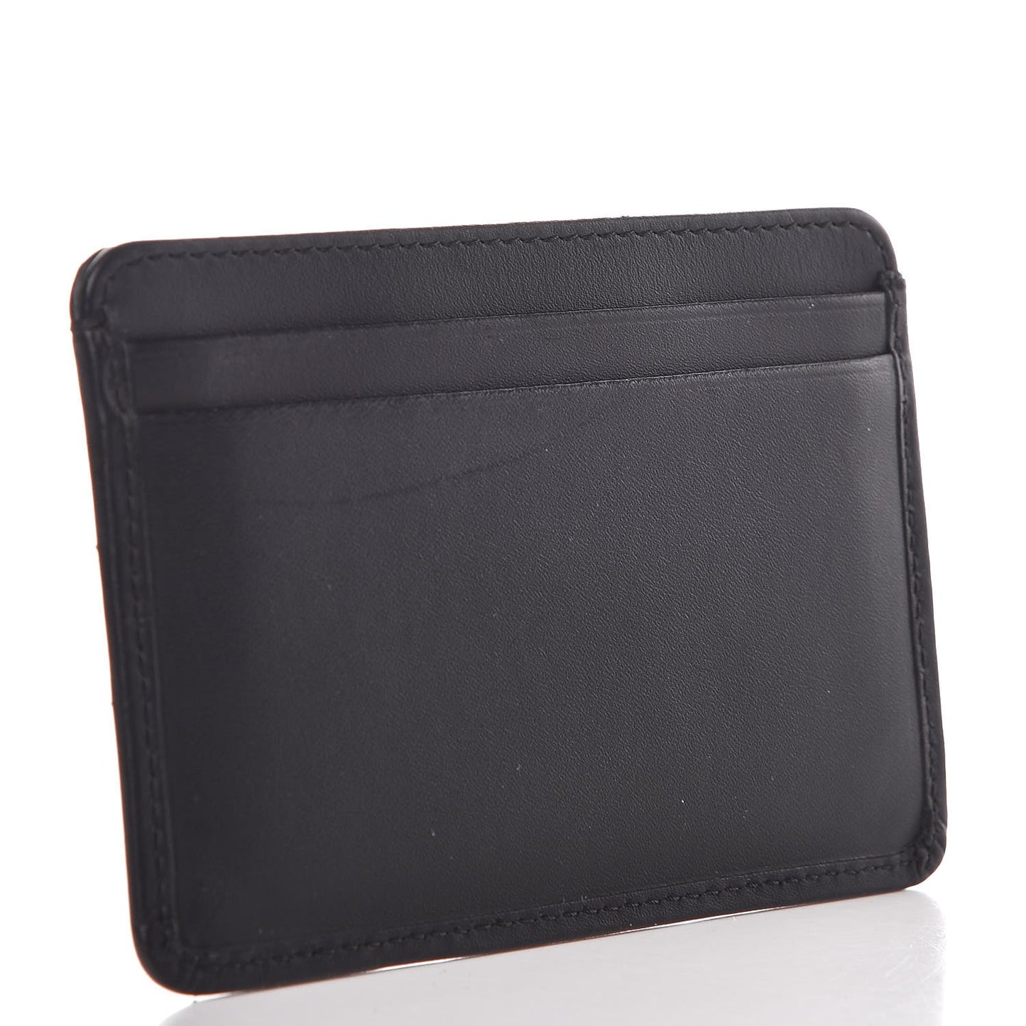 Calfskin Quilted Cambon Card Holder Black