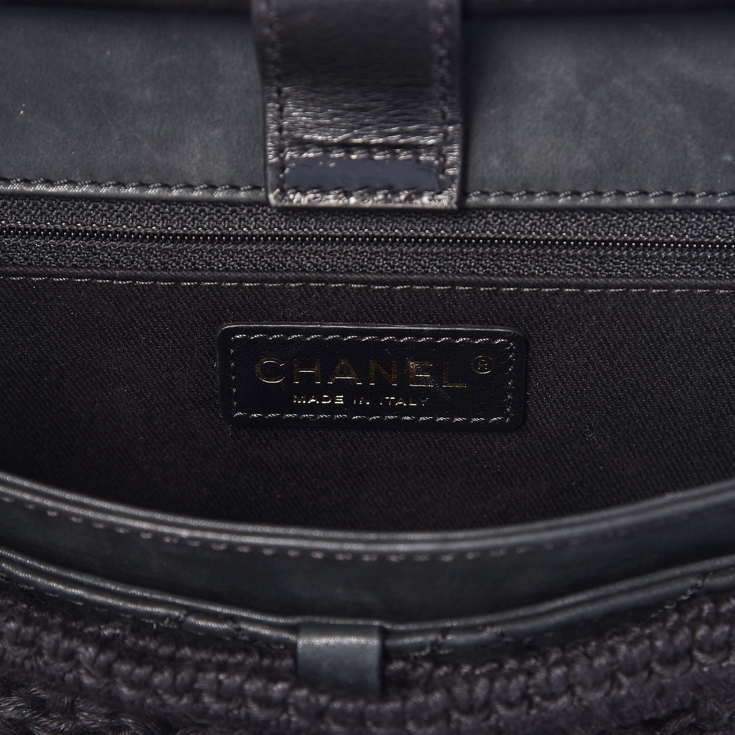 Crochet Iridescent Calfskin Quilted Fringe Messenger Black