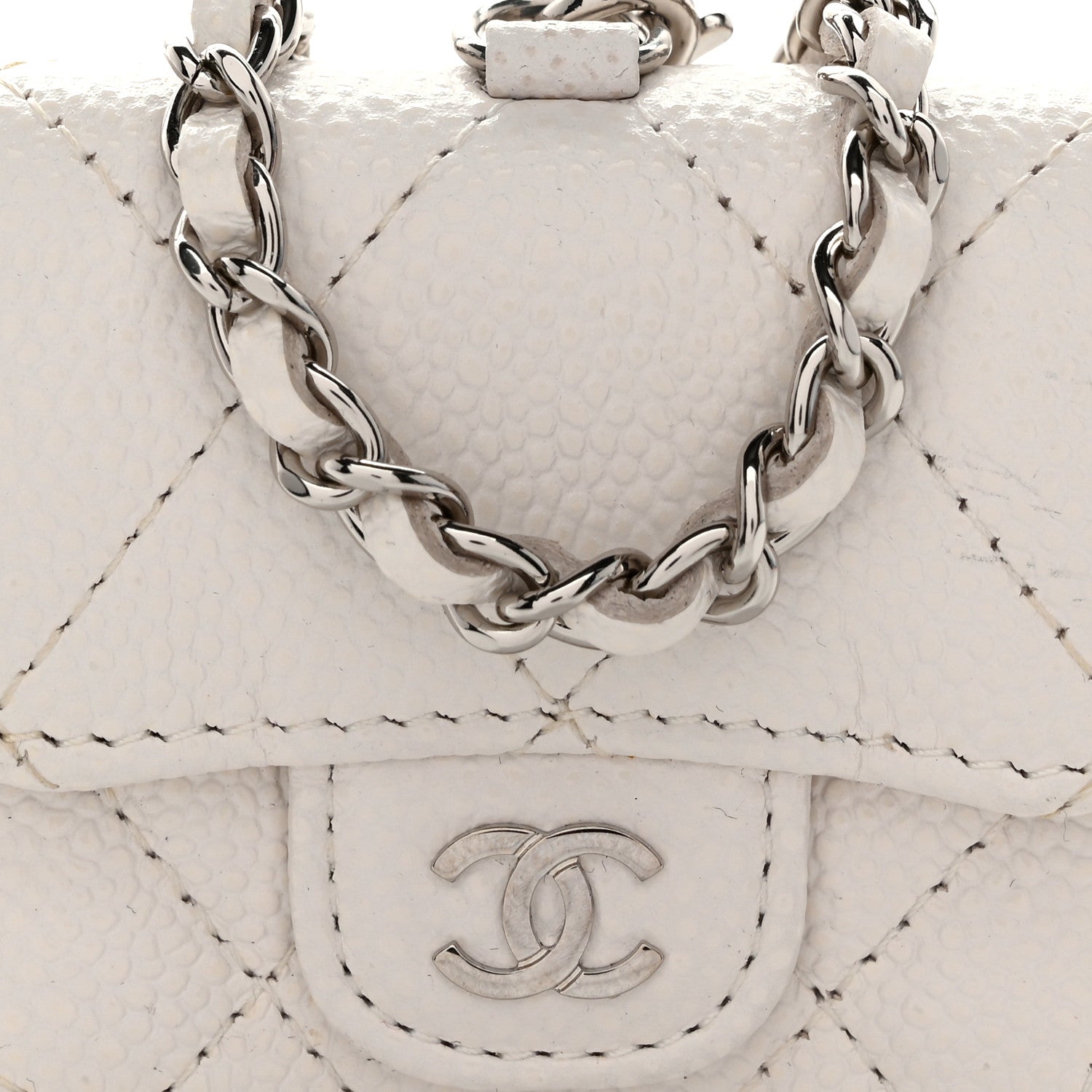 Chanel Caviar Quilted Airpods Pro Case White 8 of 10