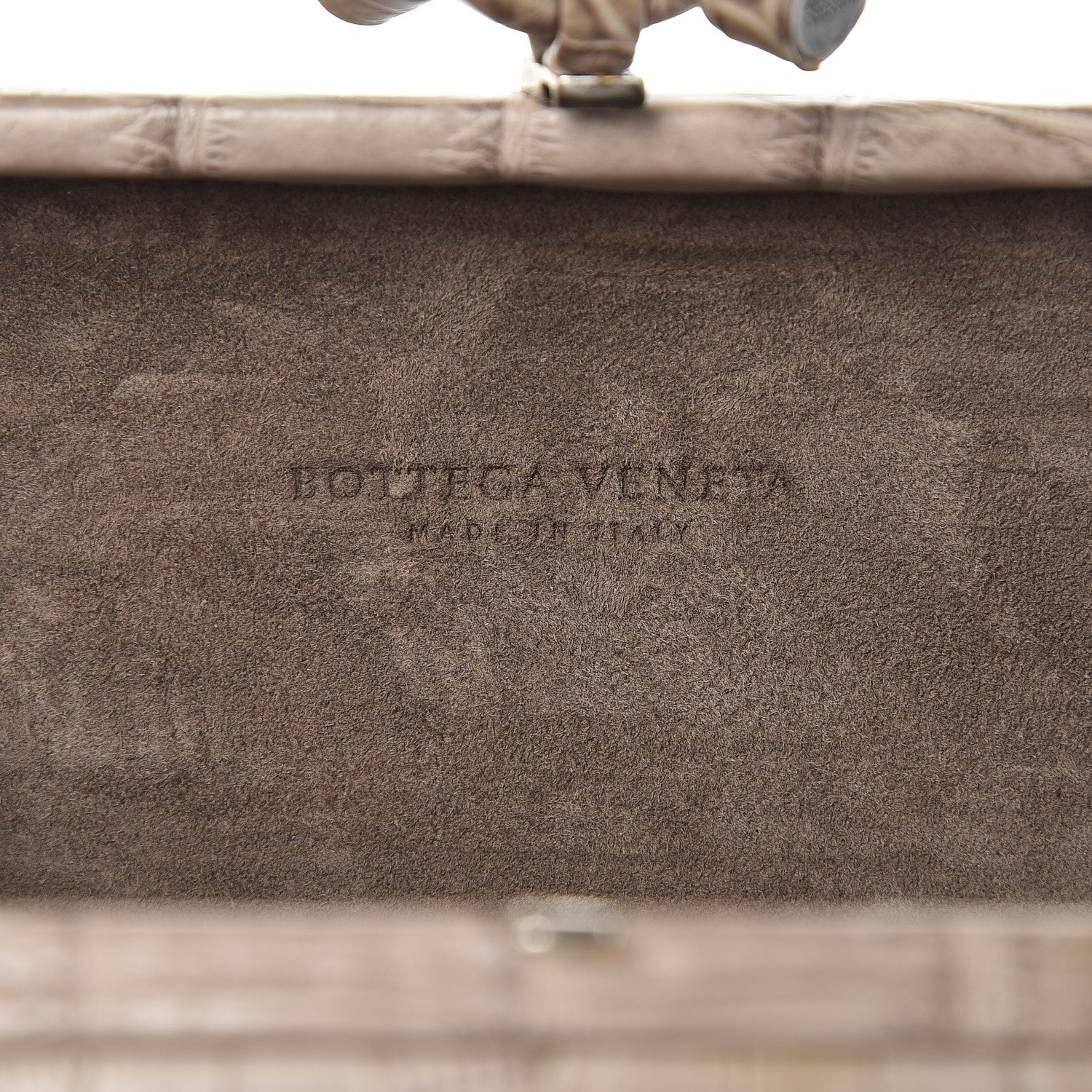 Bottega Veneta Crocodile Knot Clutch Stone 6 of 6