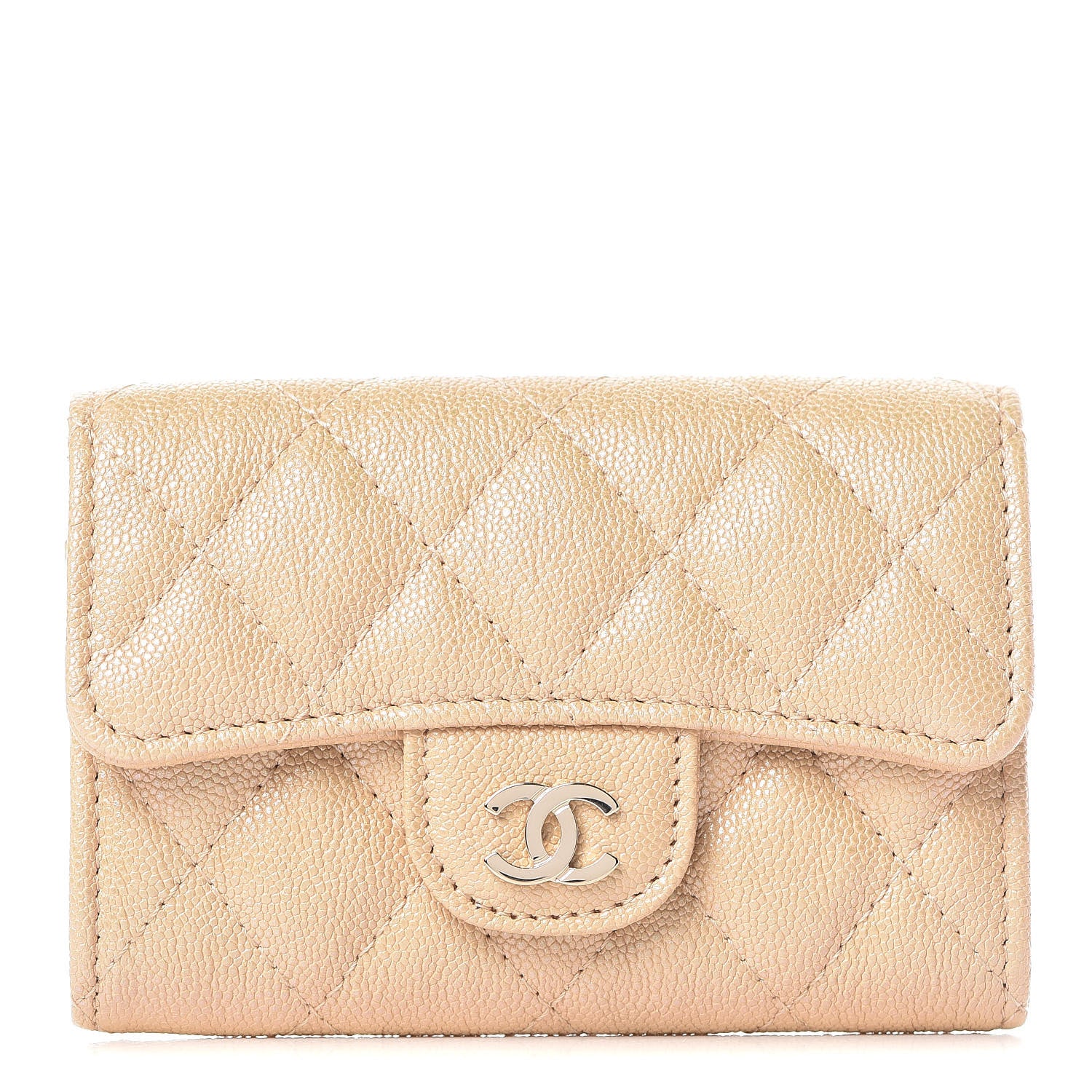 Chanel Iridescent Caviar Quilted Flap Card Holder Beige 1 of 11