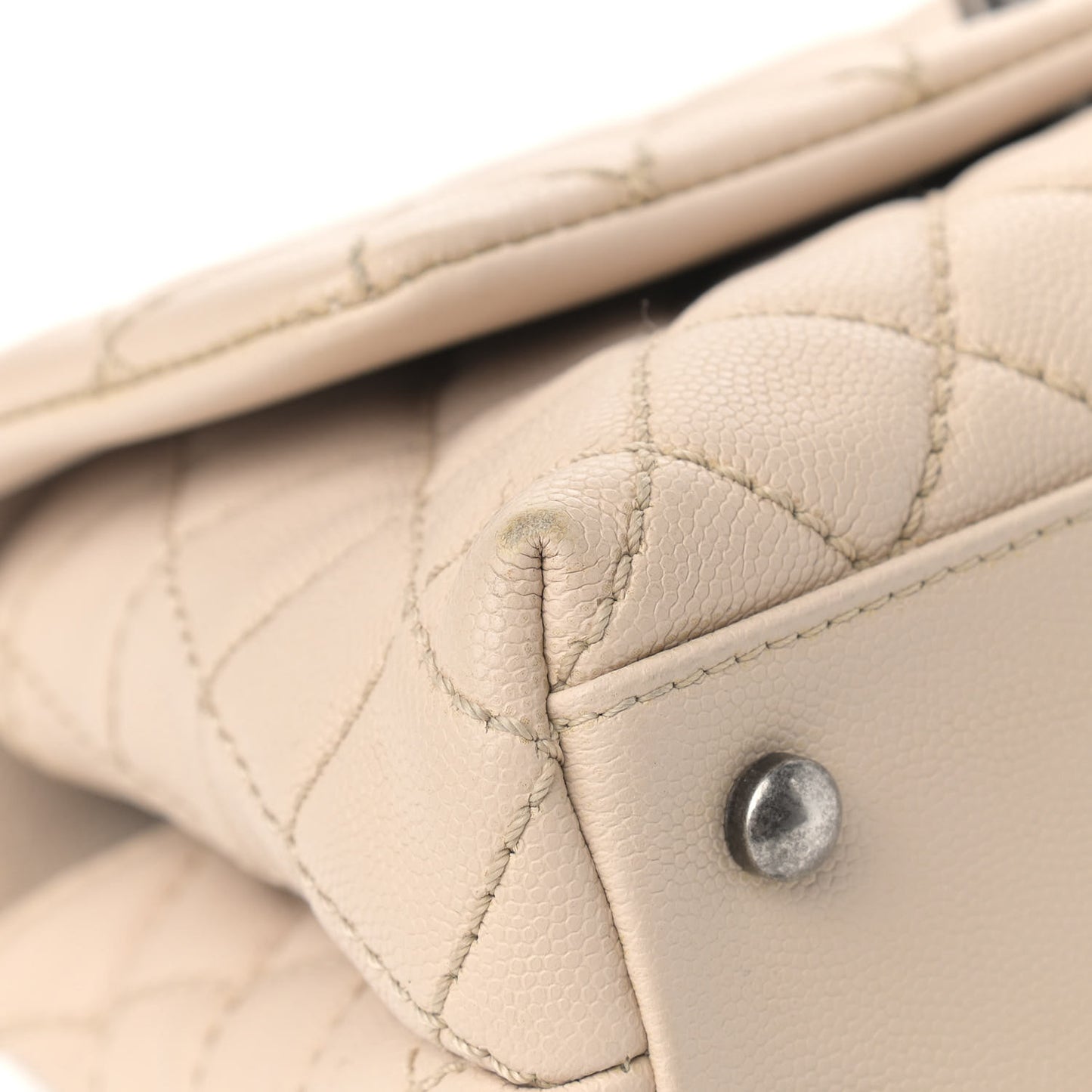 Caviar Quilted Mini Coco Handle Flap Beige