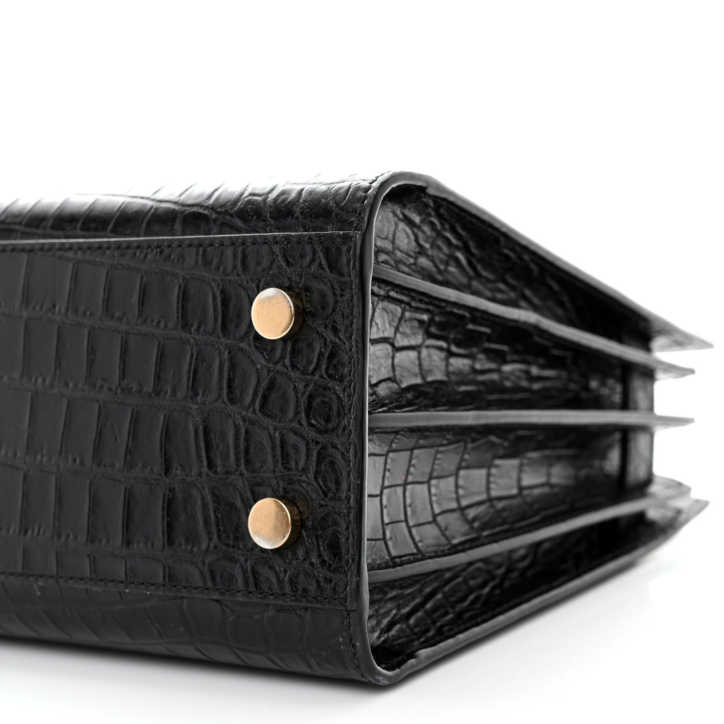 Calfskin Crocodile Embossed Baby Sac De Jour Black