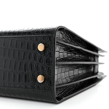 Saint Laurent Calfskin Crocodile Embossed Baby Sac De Jour Black 10 of 11