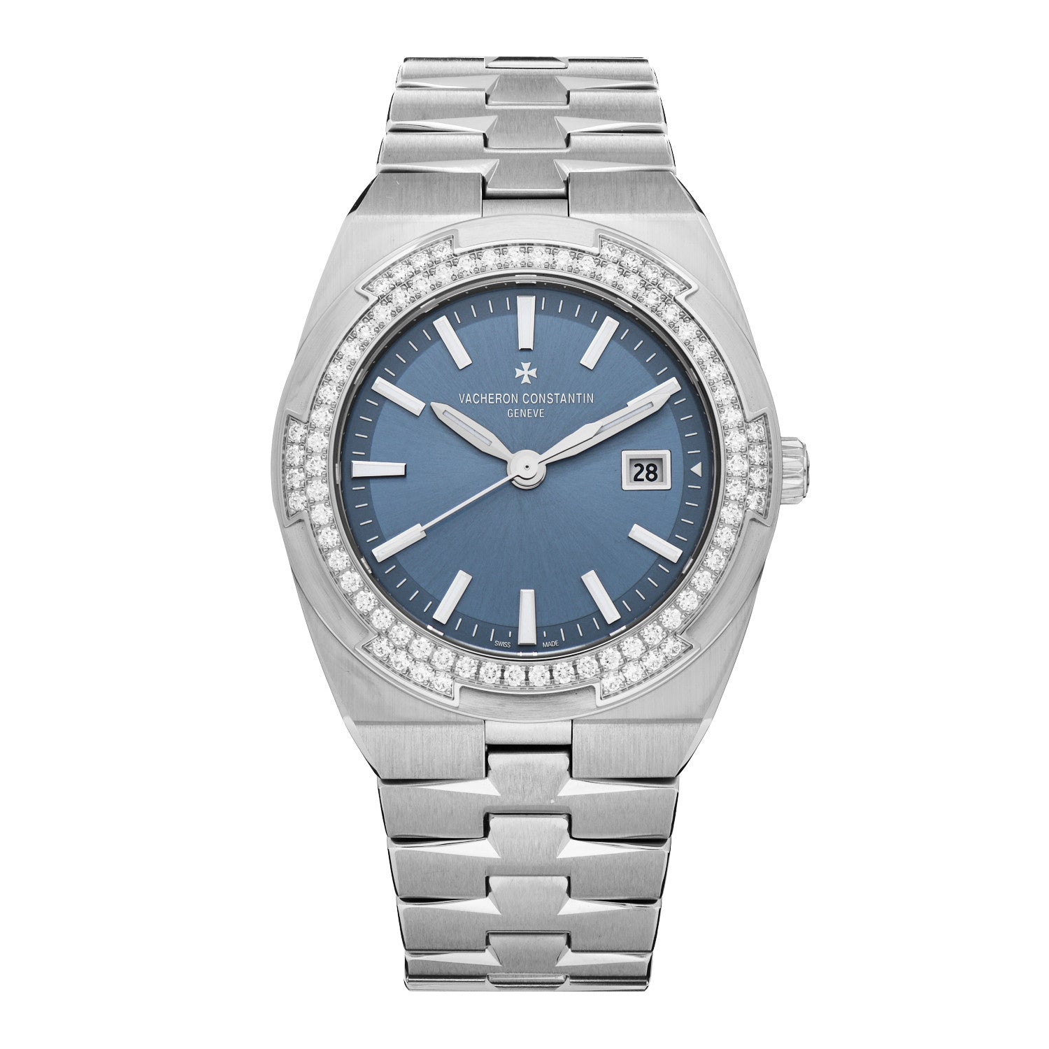 Vacheron Constantin Stainless Steel Diamond Bezel 33mm Overseas Quartz Watch Blue 1205V/100A-B590 1 of 6