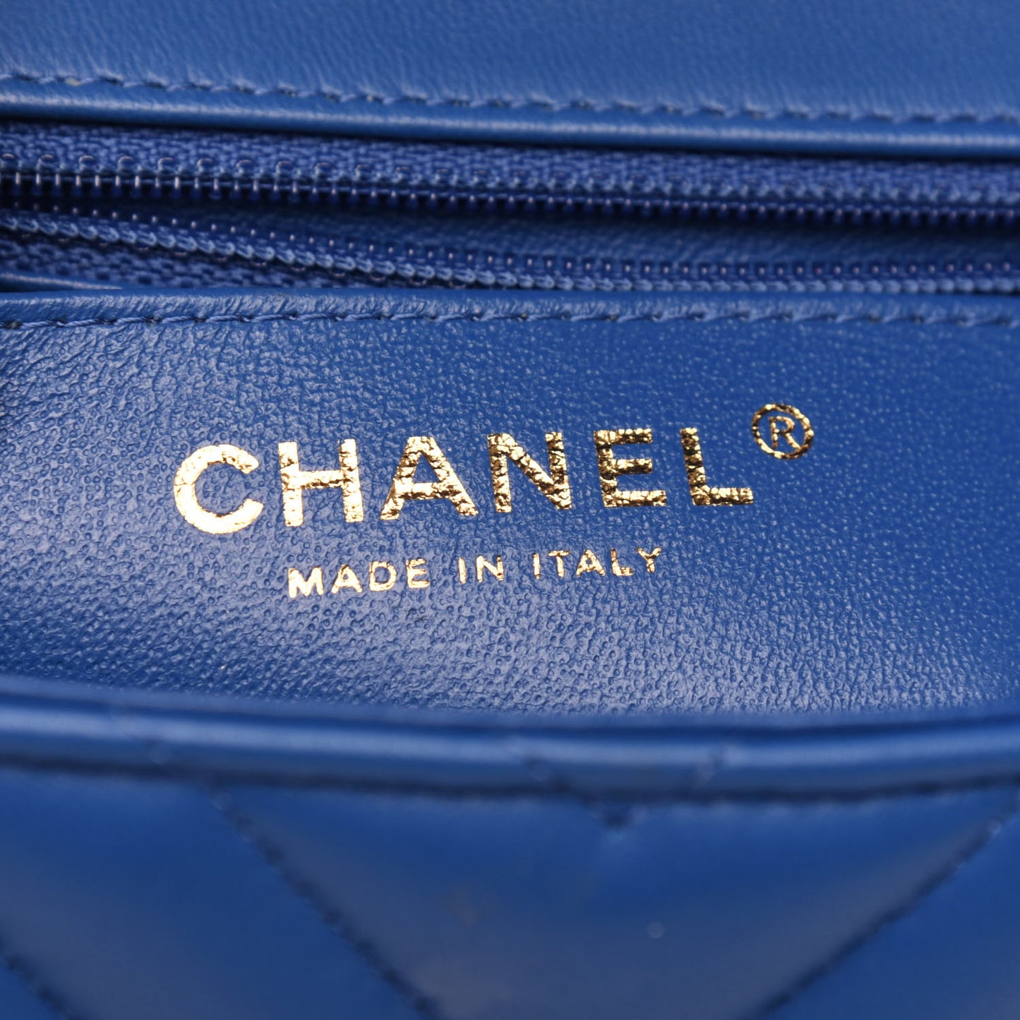Lambskin Chevron Quilted Mini Rectangular Flap Blue