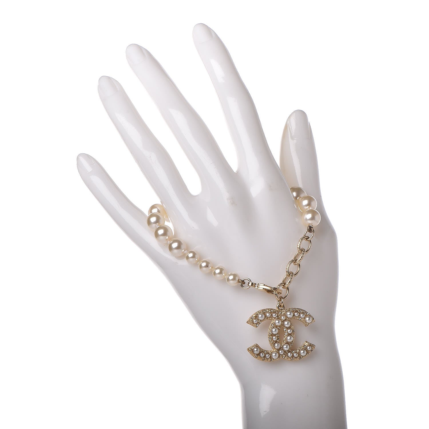 Chanel Pearl Crystal CC Bracelet Gold 2 of 5
