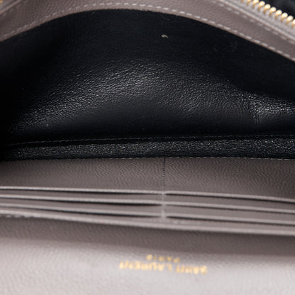 Saint Laurent Grain De Poudre Matelasse Chevron Monogram Flap Wallet Storm 13 of 15