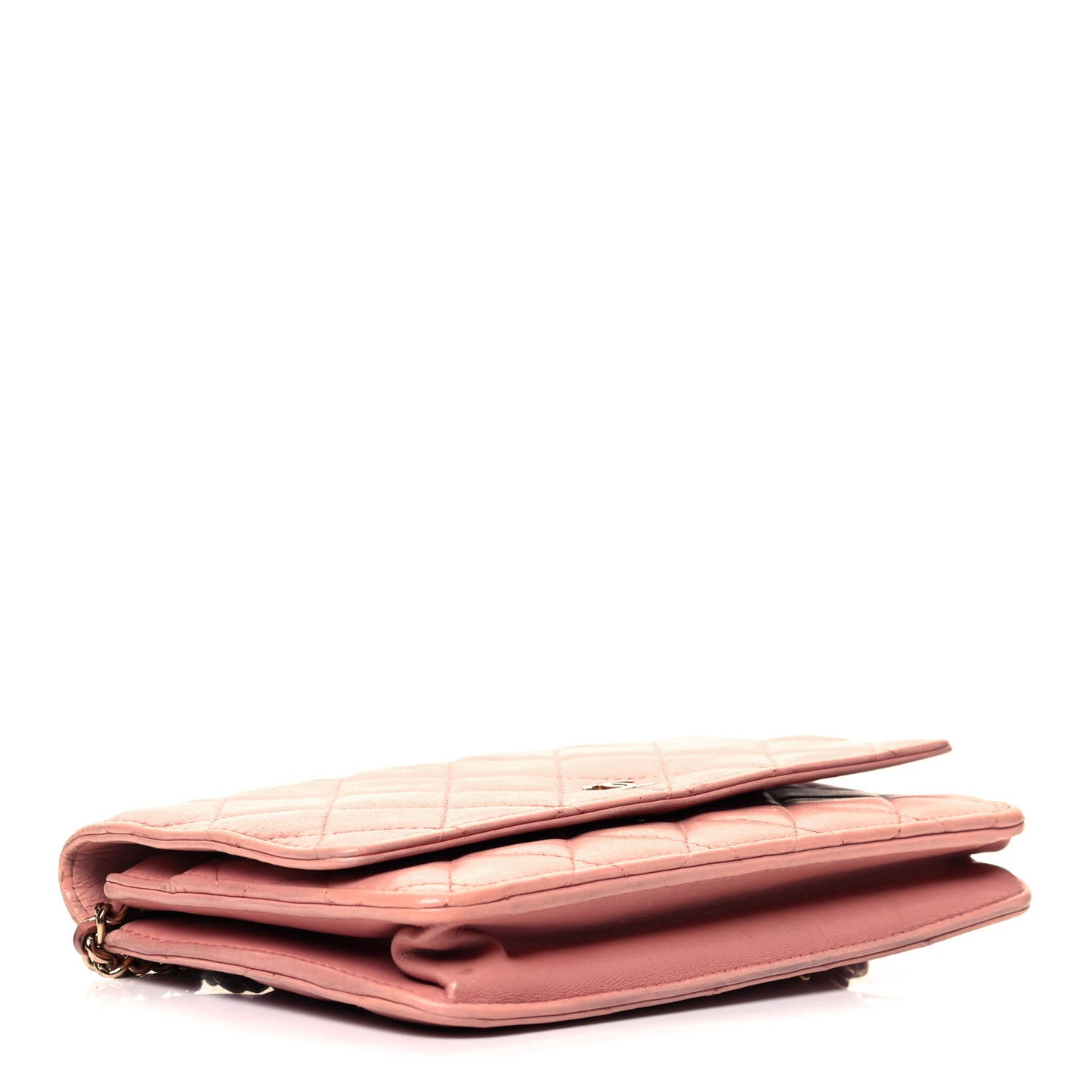 Lambskin Quilted Wallet On Chain WOC Pink