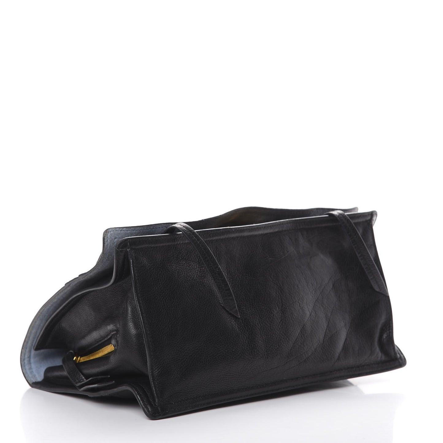 Glace Calfskin Etiquette Flap Shoulder Bag Black
