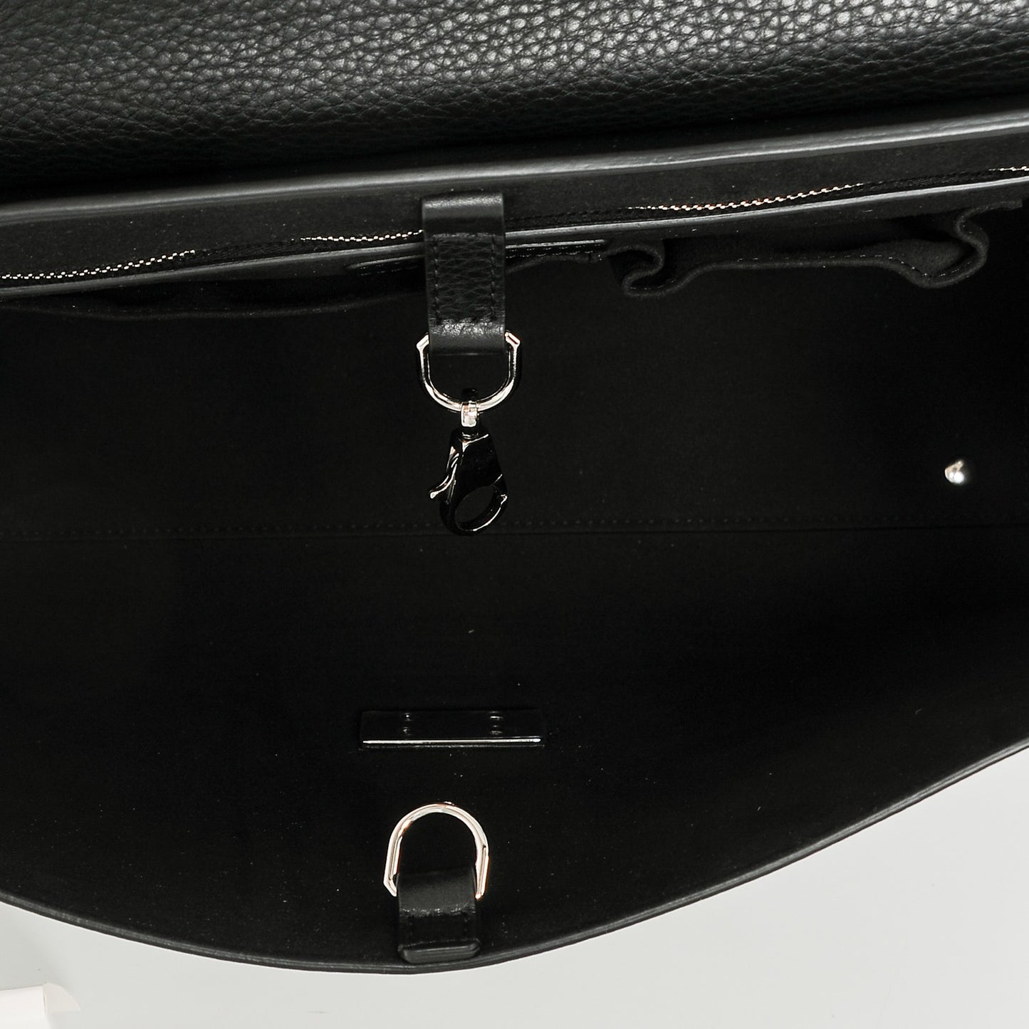 Grained Calfskin Medium Shark Lock Satchel Black