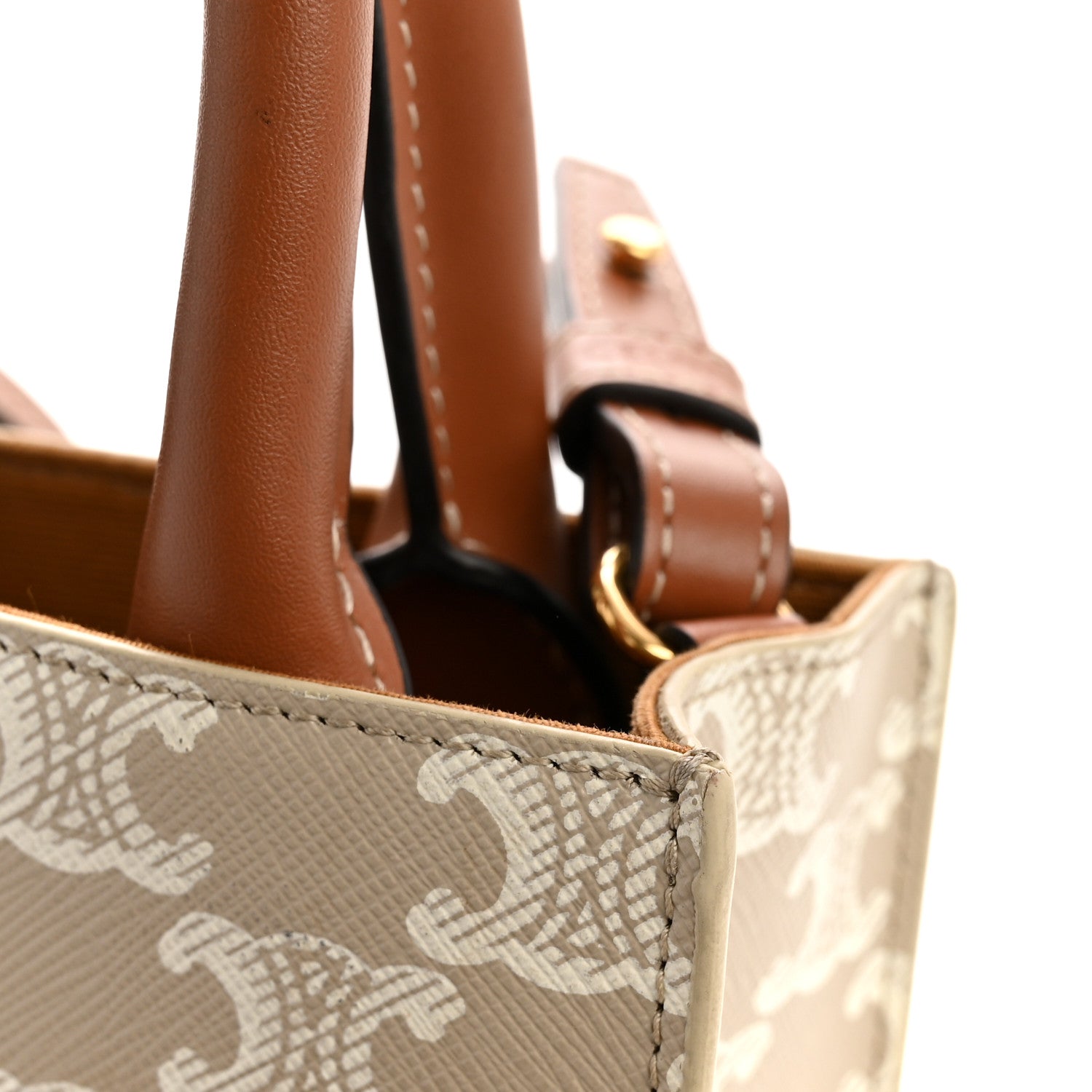 Celine Triomphe Canvas Calfskin Mini Vertical Cabas Grege 10 of 13