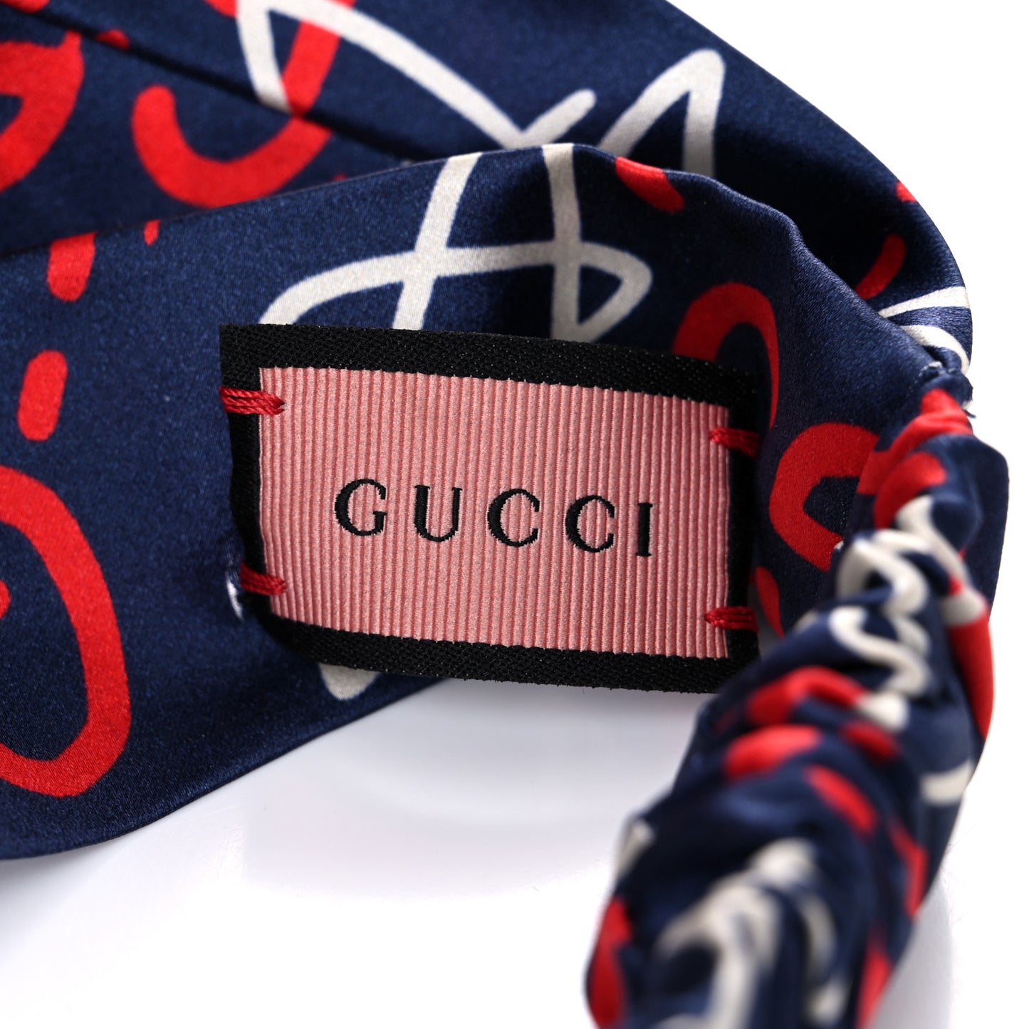 Silk GucciGhost Stars Print Duchesse Headband Sapphire Red