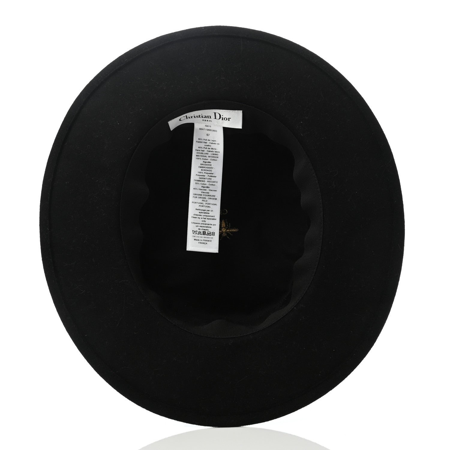 Christian Dior Rabbit Felt Hat 57 Black 7 of 9