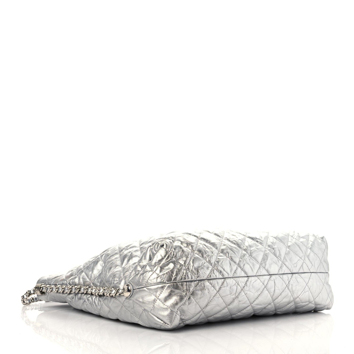 Chanel Metallic Crackled Calfskin Quilted Hobo Silver 4 of 9
