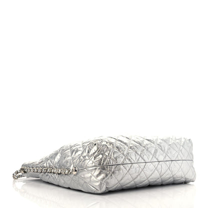 Chanel Metallic Crackled Calfskin Quilted Hobo Silver 4 of 9