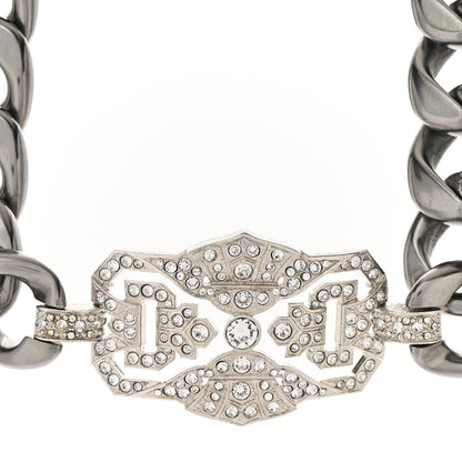 Chanel Metal Crystal CC Chain Choker Necklace Ruthenium 3 of 8