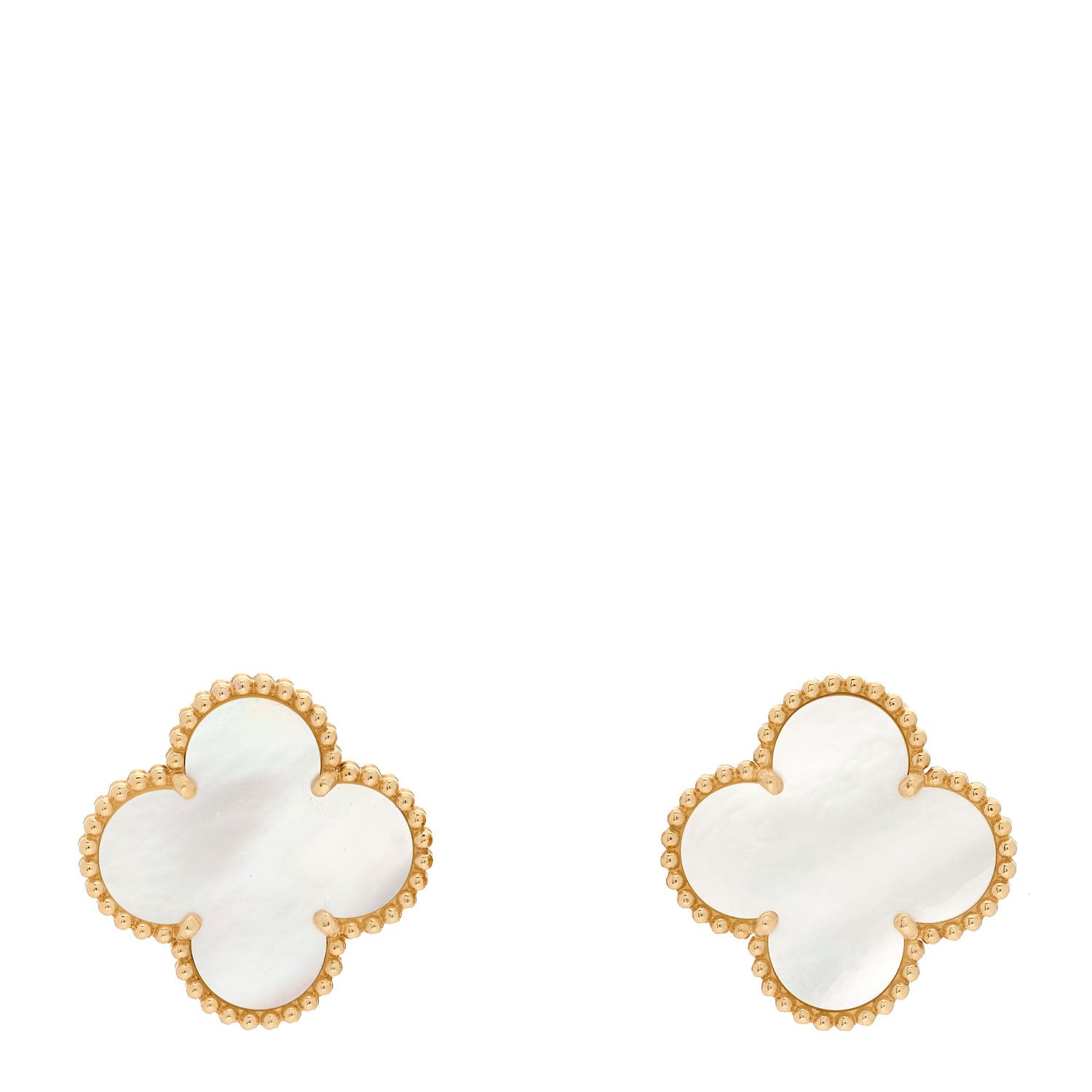 Van Cleef & Arpels 18K Yellow Gold Mother of Pearl Magic Alhambra Earrings 1 of 5
