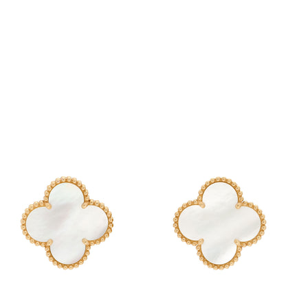 Van Cleef & Arpels 18K Yellow Gold Mother of Pearl Magic Alhambra Earrings 1 of 5